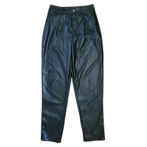 Wet Seal Dark Black Faux Leather Trousers Y2K